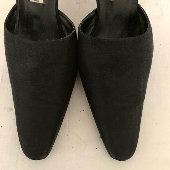 Shiny Black Italian fabric evening shoes with ankle strap Eur40 US 9.5-10 - Picture 3 of 8